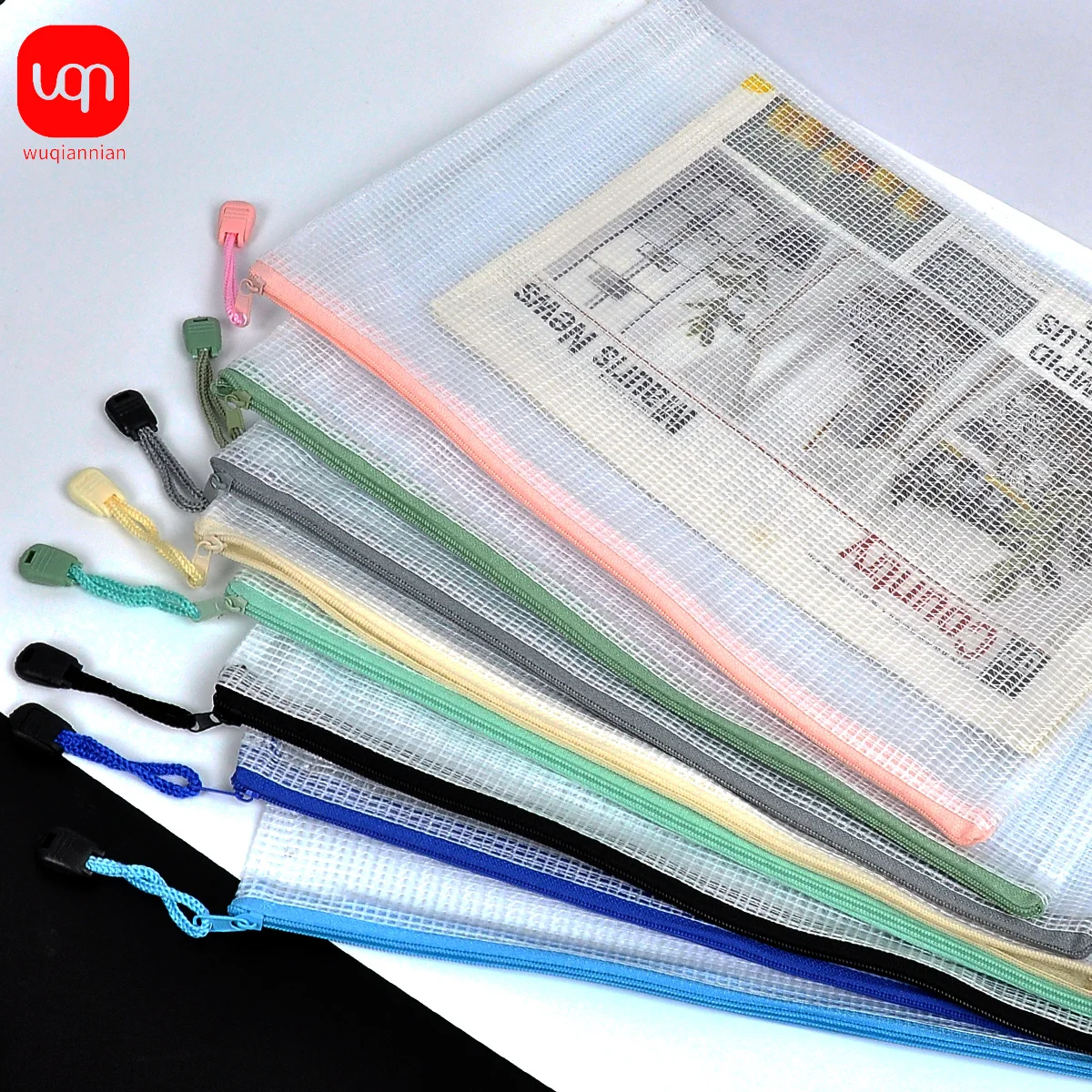 8 Colors, 5pcs Mesh Zipper Bag, Zipper Bag, A4 Letter Size, Suitable for Travel, School, Board Games and Office Supplies