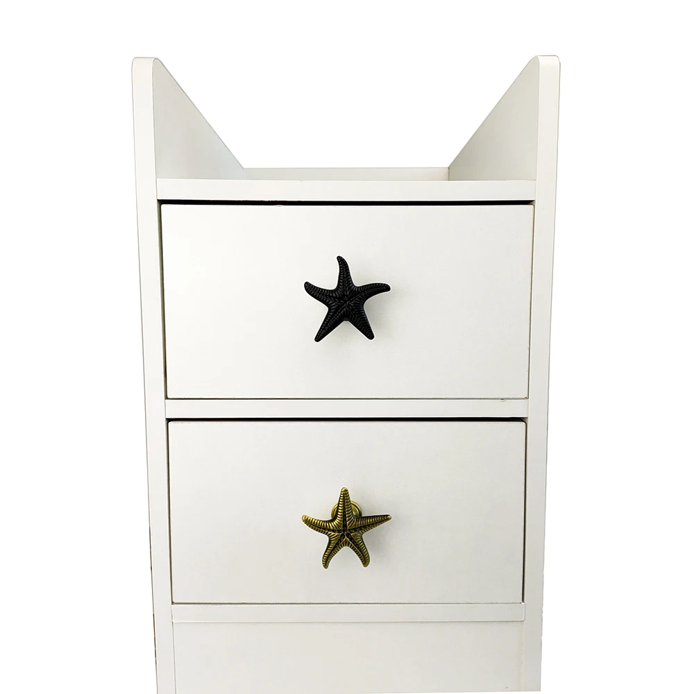 Black Sea Star Cabinet Drawer Pulls Ocean Style Handles Furniture Wardrobe Knobs Cupboard Drawer Shoes Cabinet Pulls Solid Metal