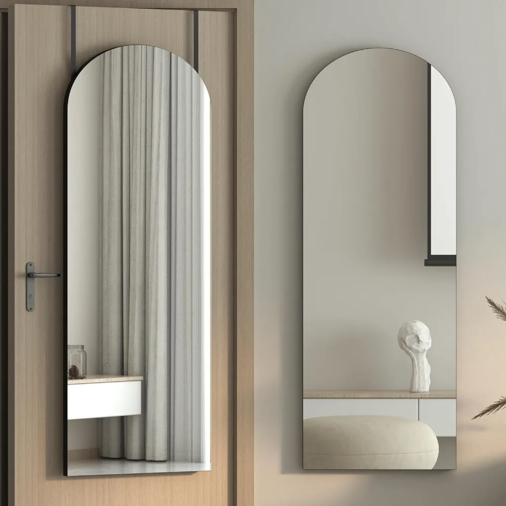 

Full Length Mirror, Arched Wall Mounted Mirrors, Mirror with Hooks, Arch Over The Door Full Length Mirror