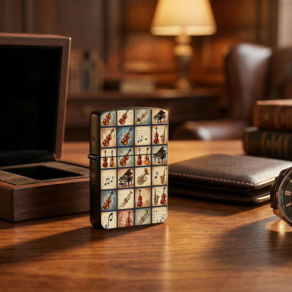 Vintage Collectible Lighters - Kapaklı Çakmak Vintage Müzik Aleti Notaları
