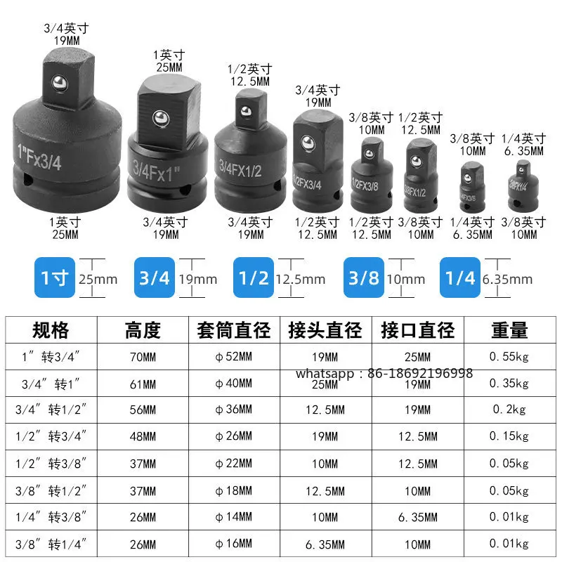 Sleeve Conversion Head Large, Medium and Small Air Cannon Variable Diameter Joint Fast Ratchet Adapter Electric Wrench Mutual