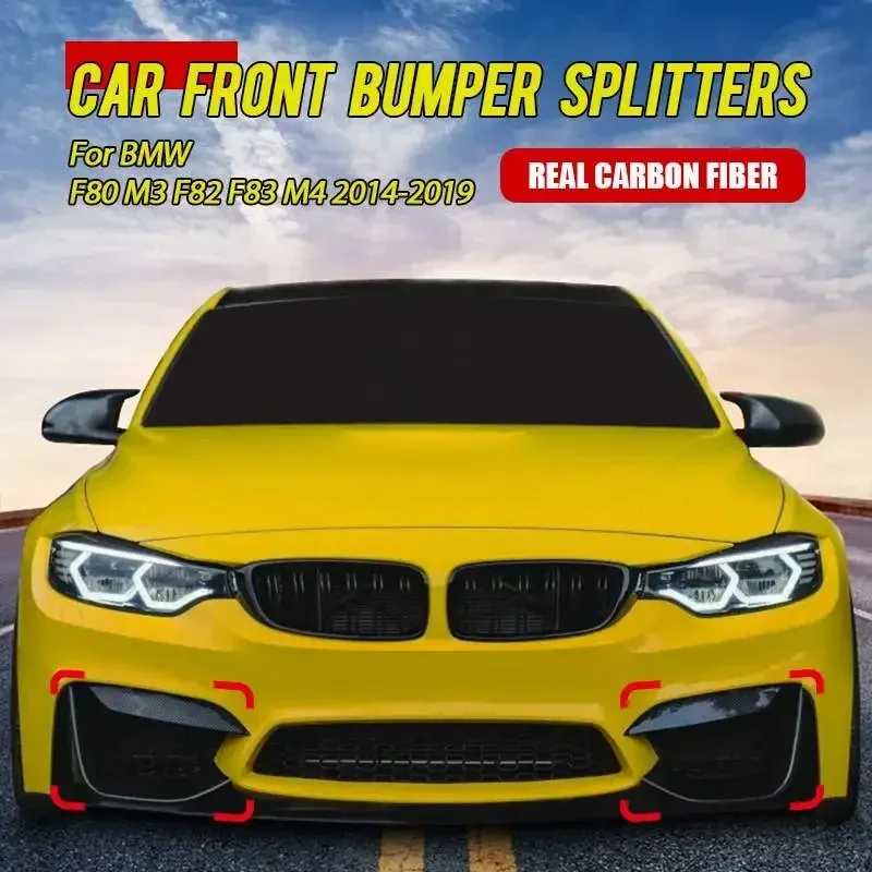 

Carbon Fiber Car Front Bumper Splitters for BMW F80 M3 Sedan 4D F82 F83 M4 Coupe 2D 2014-2019 Front Fog Lamp Trim Cover Body Kit