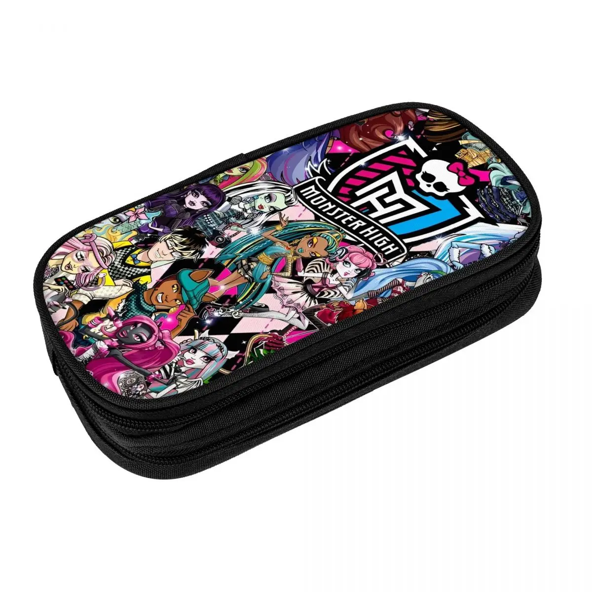 Monster High Character Pencil Case School Pencil Cases Double Layer Child Retro Large Pencil Box School Supplies