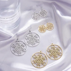 Metatron Cube Symbol Charms Stainless Steel Jewelry Making Wholesale DIY Necklace Earrings Keychain Amulet Pendants Accessories