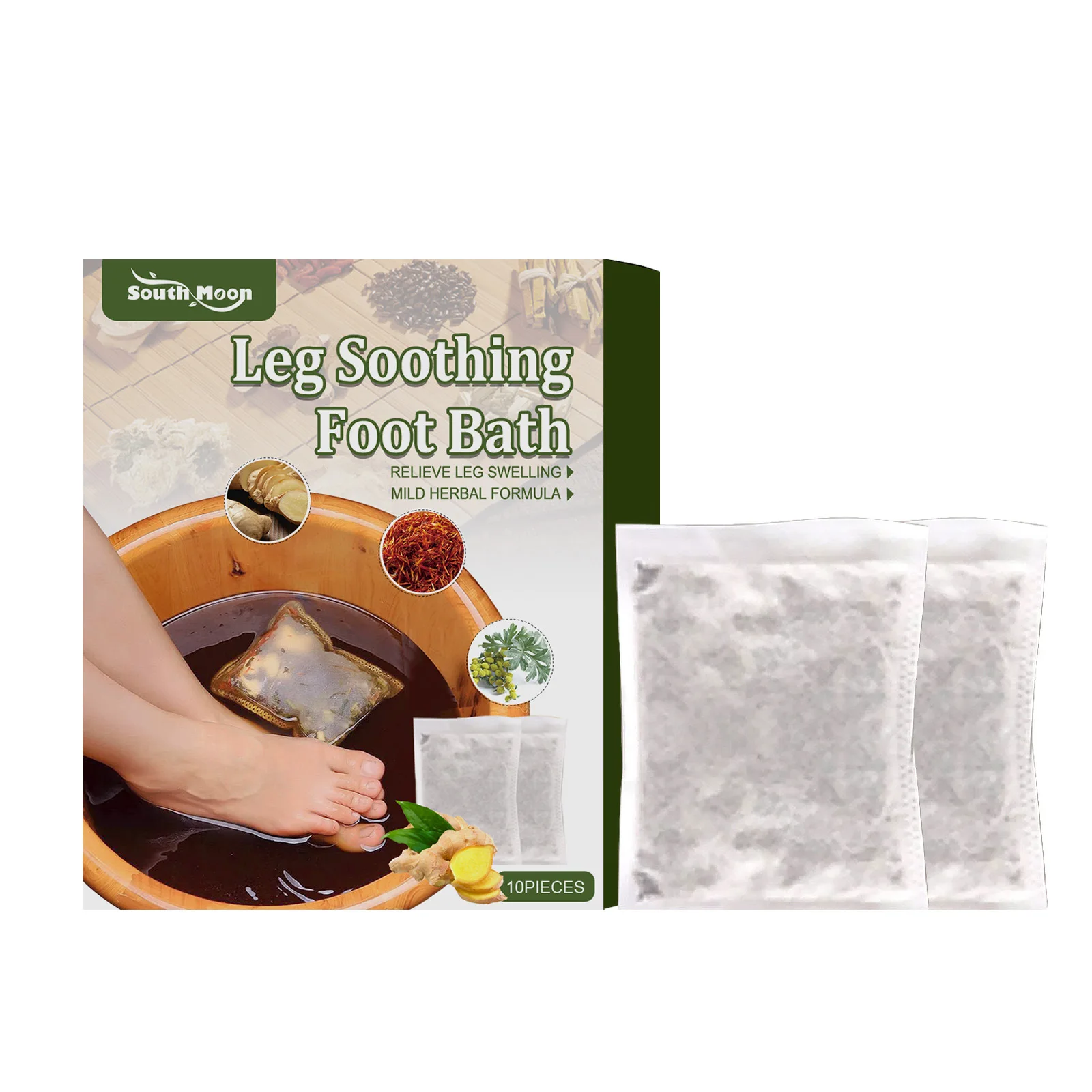 South Moon Leg Slimming Foot Bath Relieve Fatigue Swelling Lymphatic Drainage Dehumidification Relax Body Ginger Detox Foot Bath