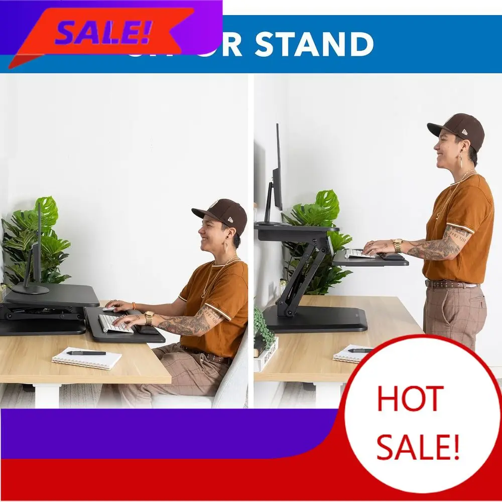 PopularHot topicHeight-Adjustable Standing Desk Converter with Gas Spring, Black