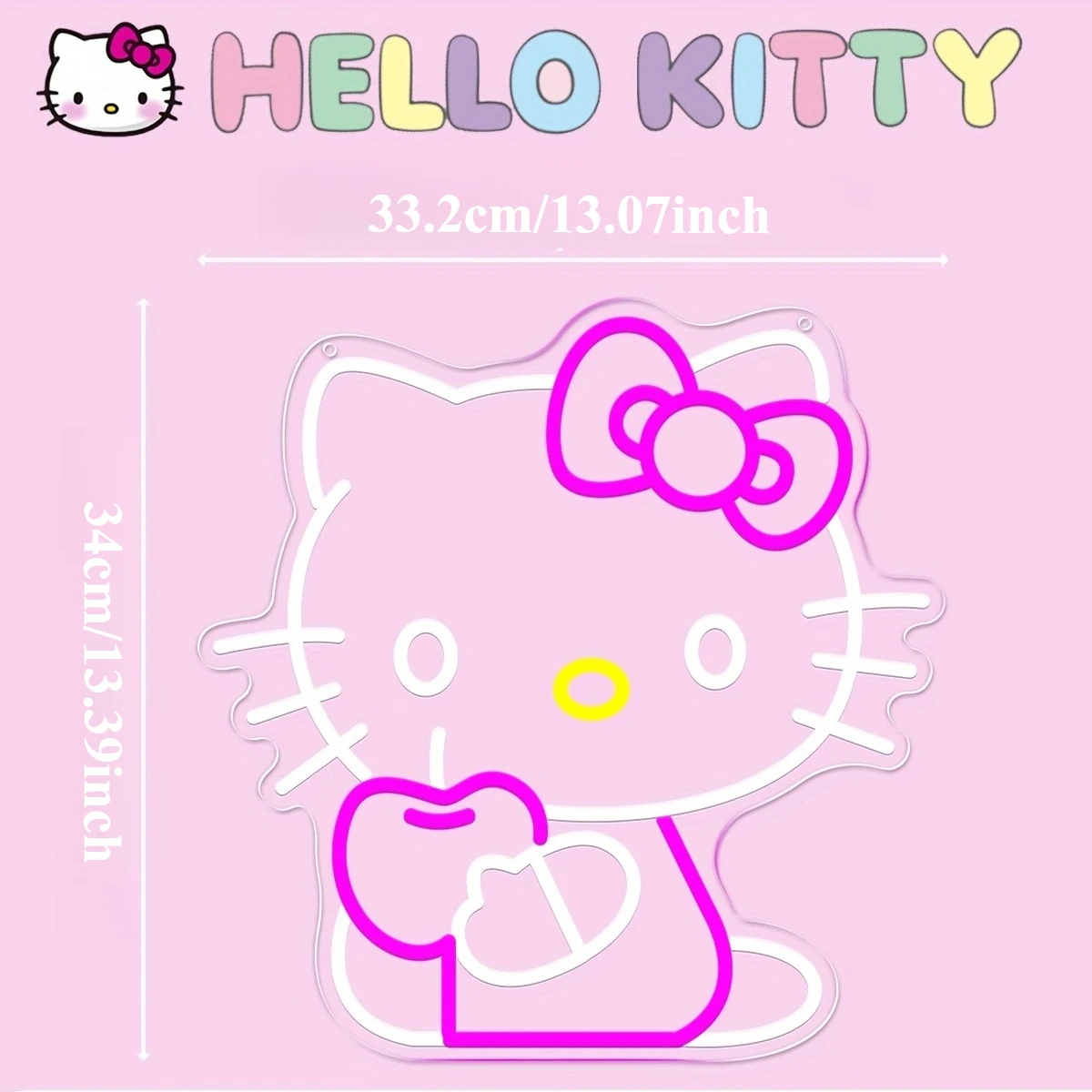 Hello Kitty LED Neon Sign Light Dimmable USB Powered Night Light Sanrio Lamp for Bedroom Birthday Party Decor Gift for Girls