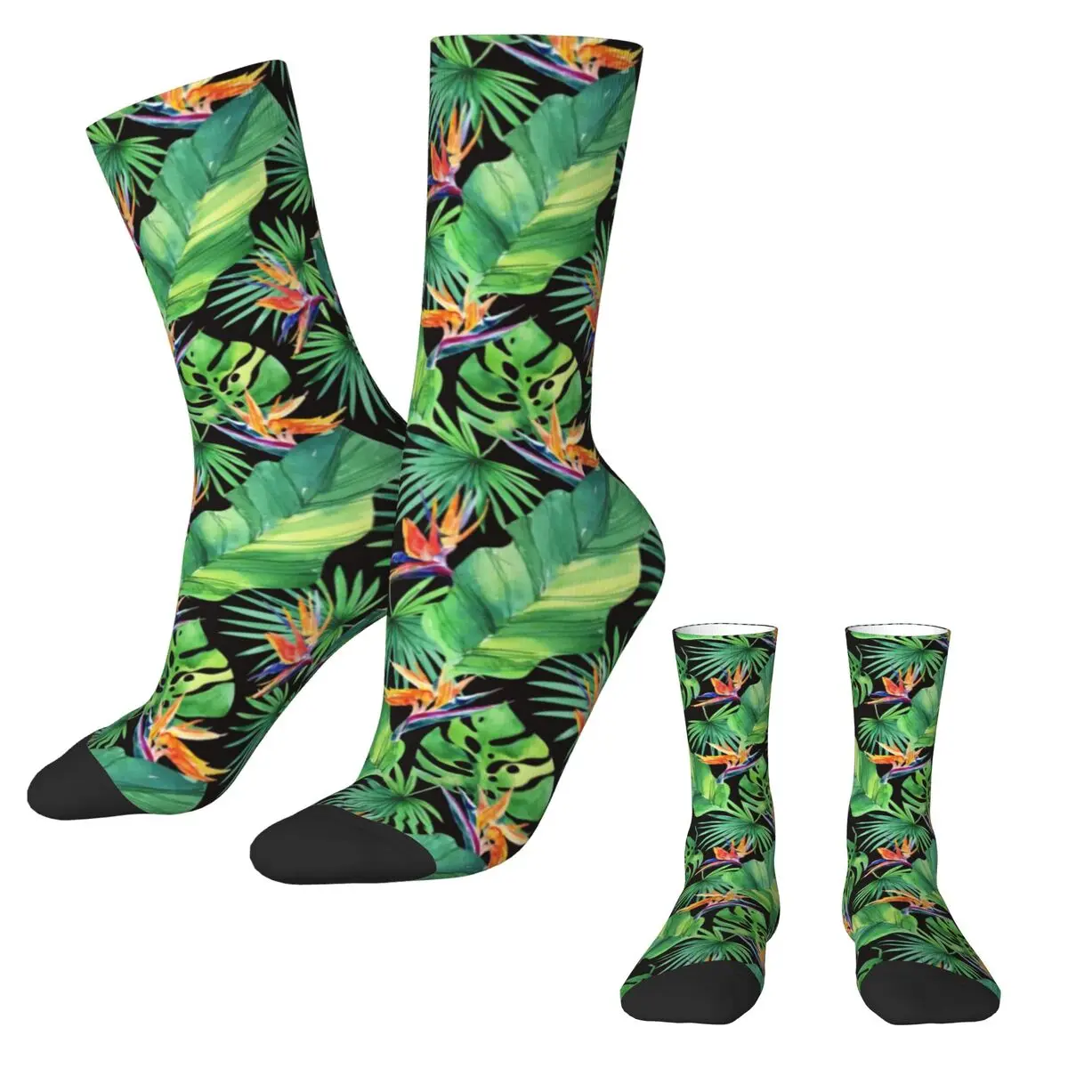 Jungle Tropical Print Stockings Bird of Paradise Elegant Socks Autumn Anti Bacterial Socks Women Men Cycling Breathable Socks