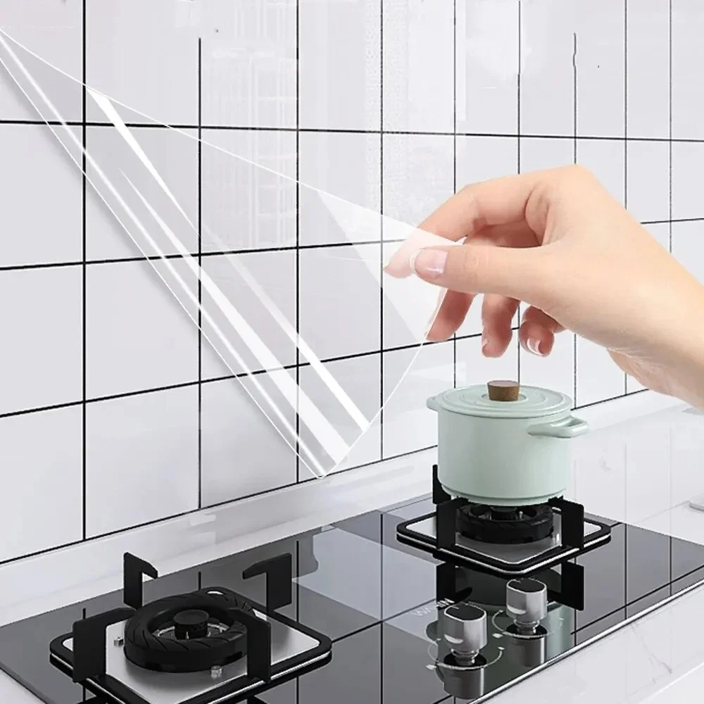 Transparent Wallpaper Kitchen Electrostatic Adsorption Protective Film Oil Proof Wall Sticker Film Wall Papers Home Decorative