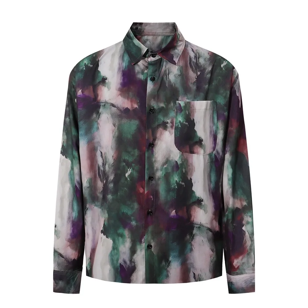 

Гавайские рубашки с длинными рукавами в стиле гранж с граффити Gohitc, мужская и женская блузка, уличная одежда, топы на пуговицах Aloha, зима-весна