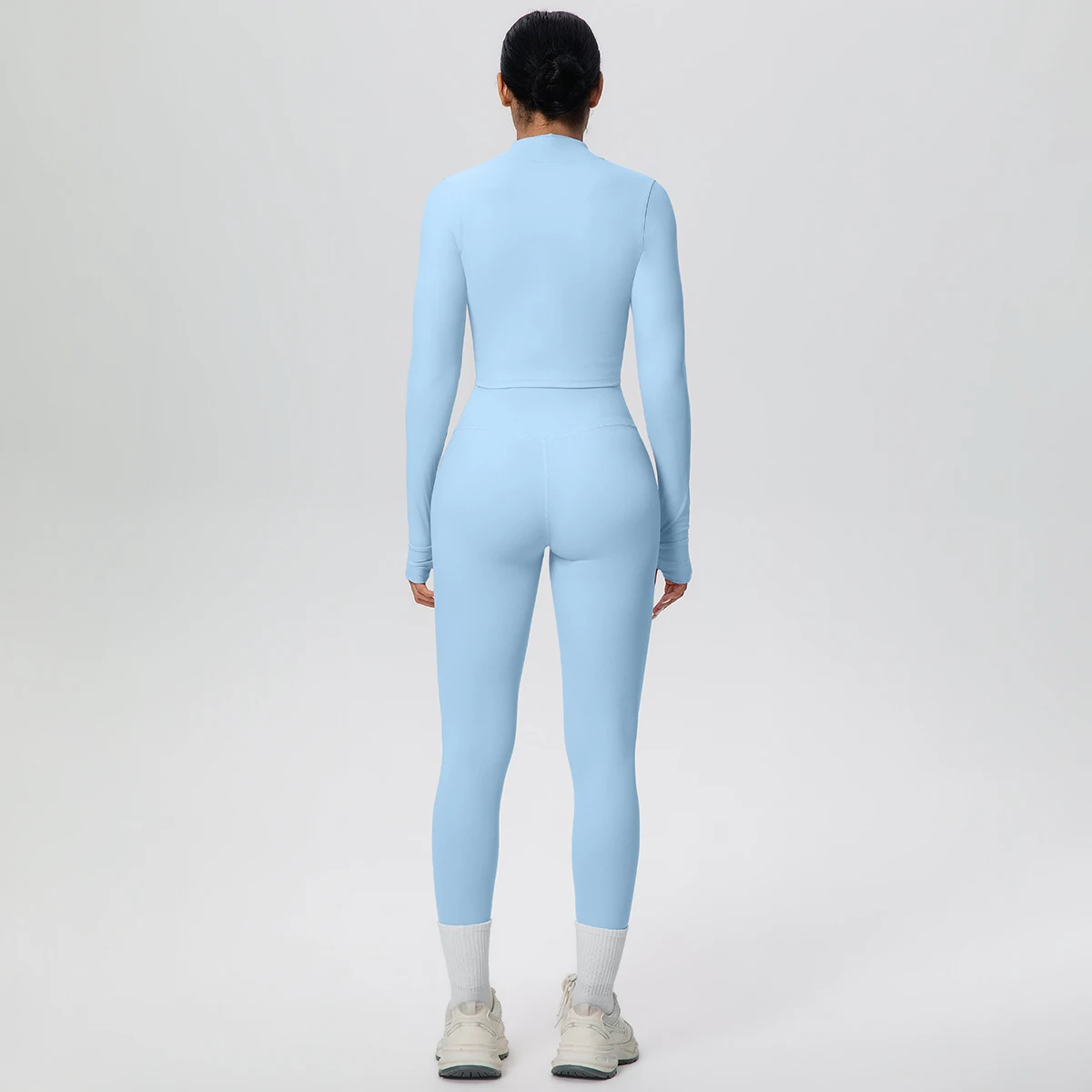 3PCS Solid Color Women Yoga Set Zipper Jacket Workout Top Breathable Yoga Tank Top Peach Buttocks Fitness Pants Gym Yoga Set