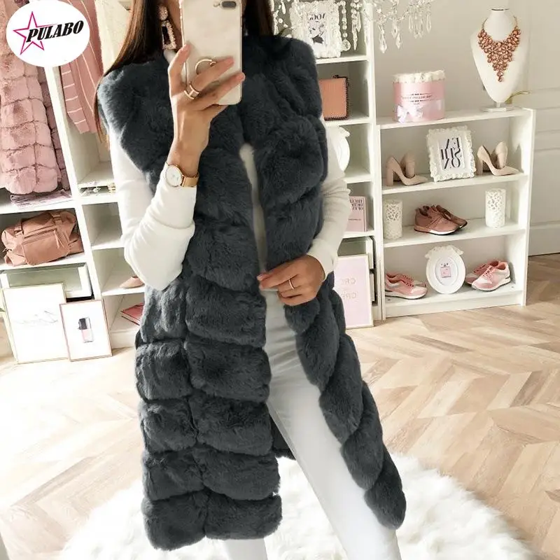 PULABO Winter Fox Fur Vest For Women Long Winter friendly Fur Jacket Fashion Outwear Luxury Natural Fur Vest Female Waistcoat