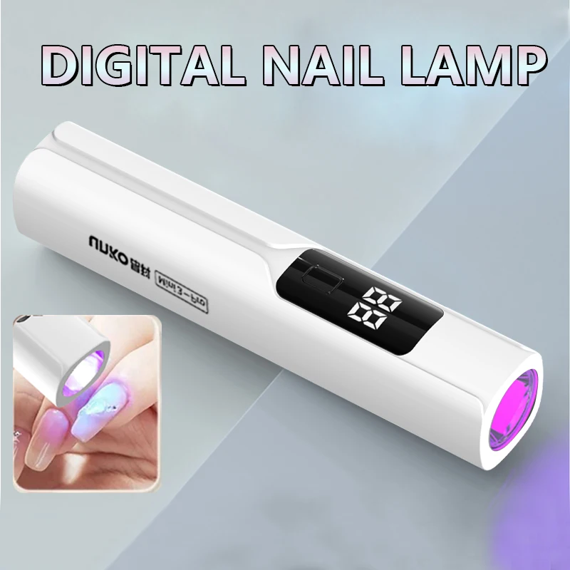 Mini UV LED Nail Lamp with Digital Display, Portable Handheld Gel Nail Dryer, Rechargeable Nail Curing Light for Home Manicure