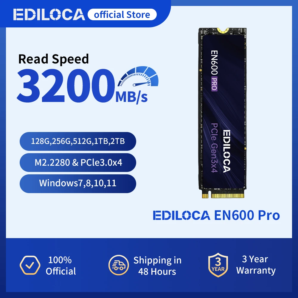 Ediloca EN600 PRO SSD 3200MB/s PCIe3.0x4 NVMe M.2 2280 SSD 内蔵