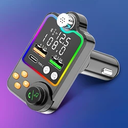 VIKEFON Car Bluetooth Quick Charger Car Cigarette Lighter Call Hands-free EQ Atmosphere Light MP3 Player FM Transmitter Charger