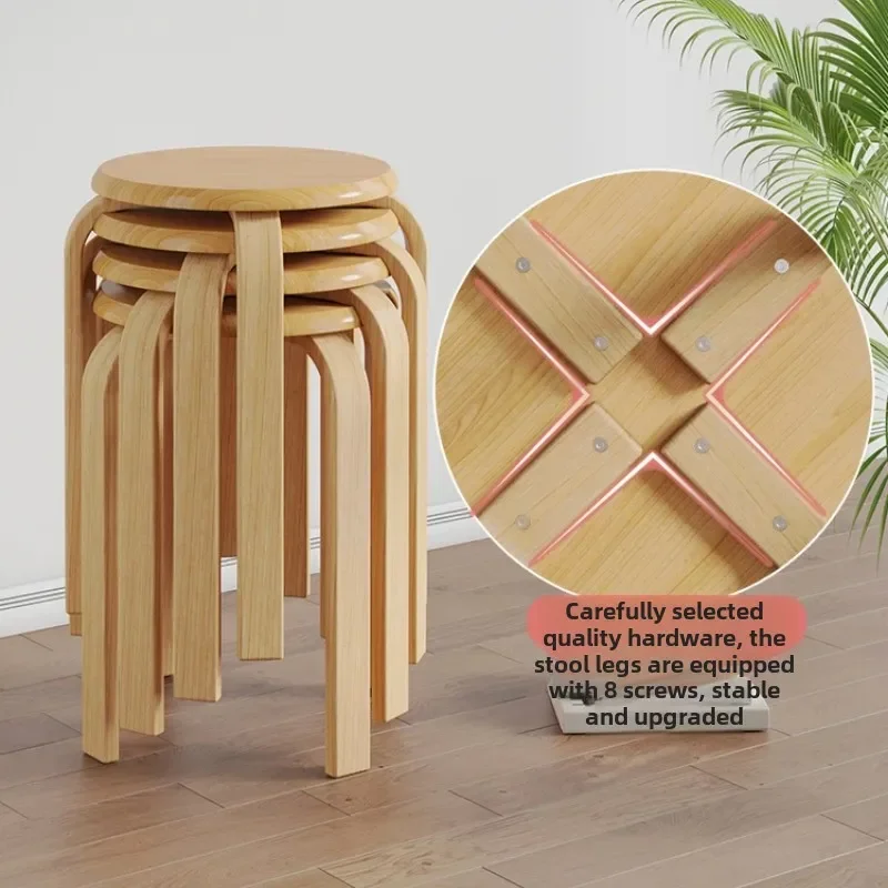 High Kitchen Storage Chair Wooden Vintage Dining Chair Tabouret Design for Room Furniture Round Wooden Stool with Storage