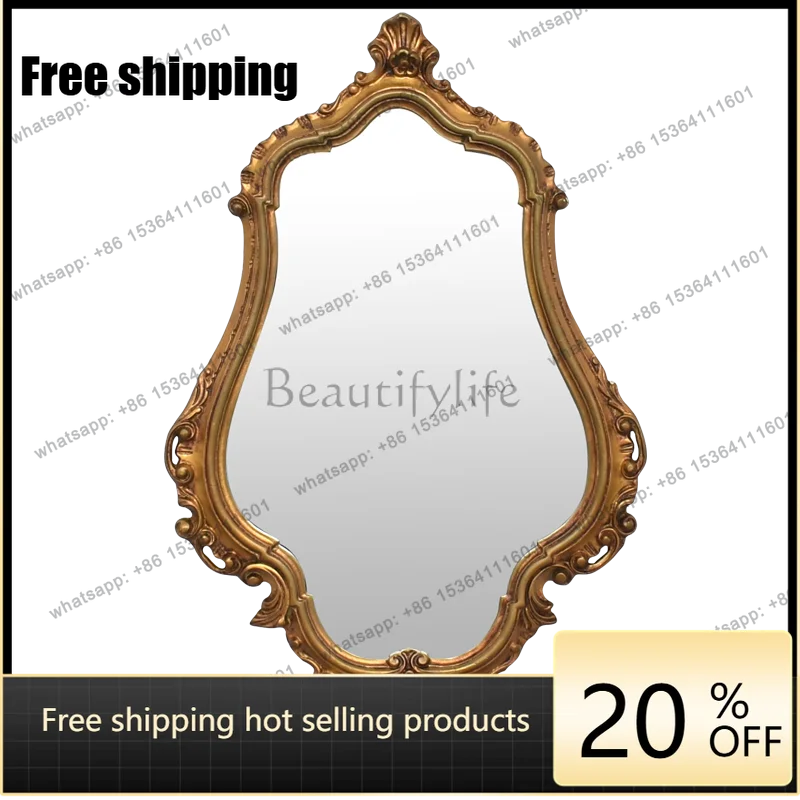 PJ European retro mirror home makeup mirror desktop carved vanity mirror