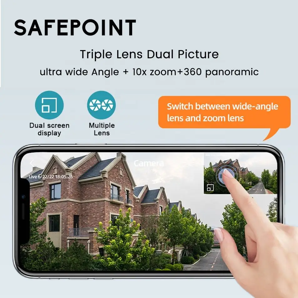 12mp Drievoudige Lens Wifi Ptz Ip Camera Buiten 4K Kleur Nachtzicht Auto Tracking Draadloze Cctv Bewakingscamera P 2P