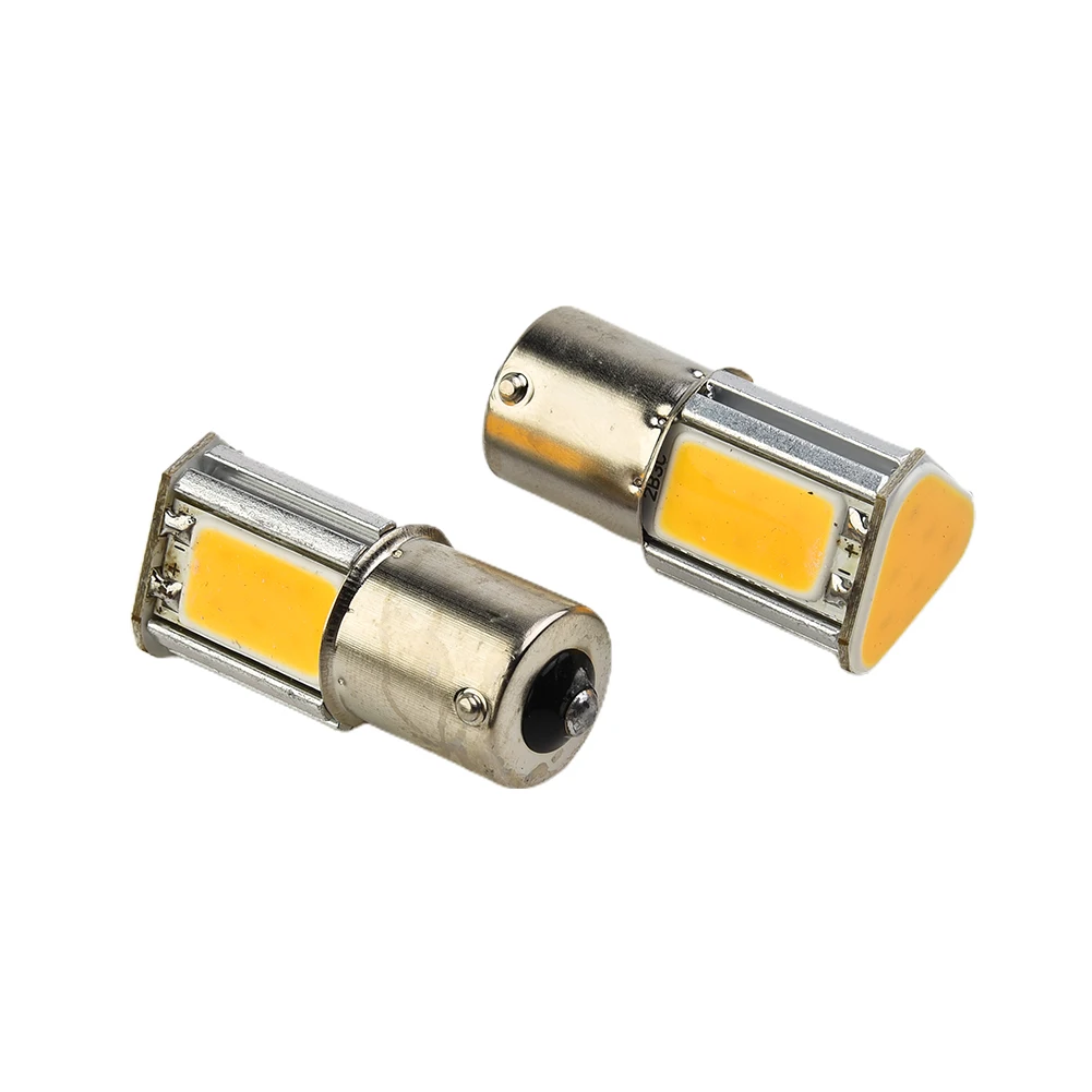 

4pcs Car Amber 1156 G18 BA15s 4 COB LED Turn Signal Light Bulb Lamp 12V DC Long Lasting, Super Bright White, Low Heat