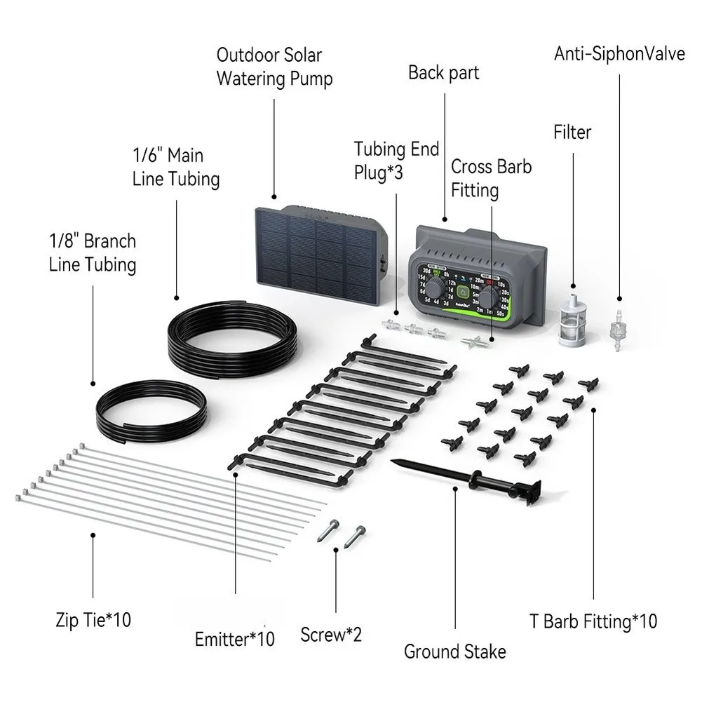 Free Solar Drip Irrigation System for Balcony Gardening Automatic Timing Rain Delay and Wireless Configuration