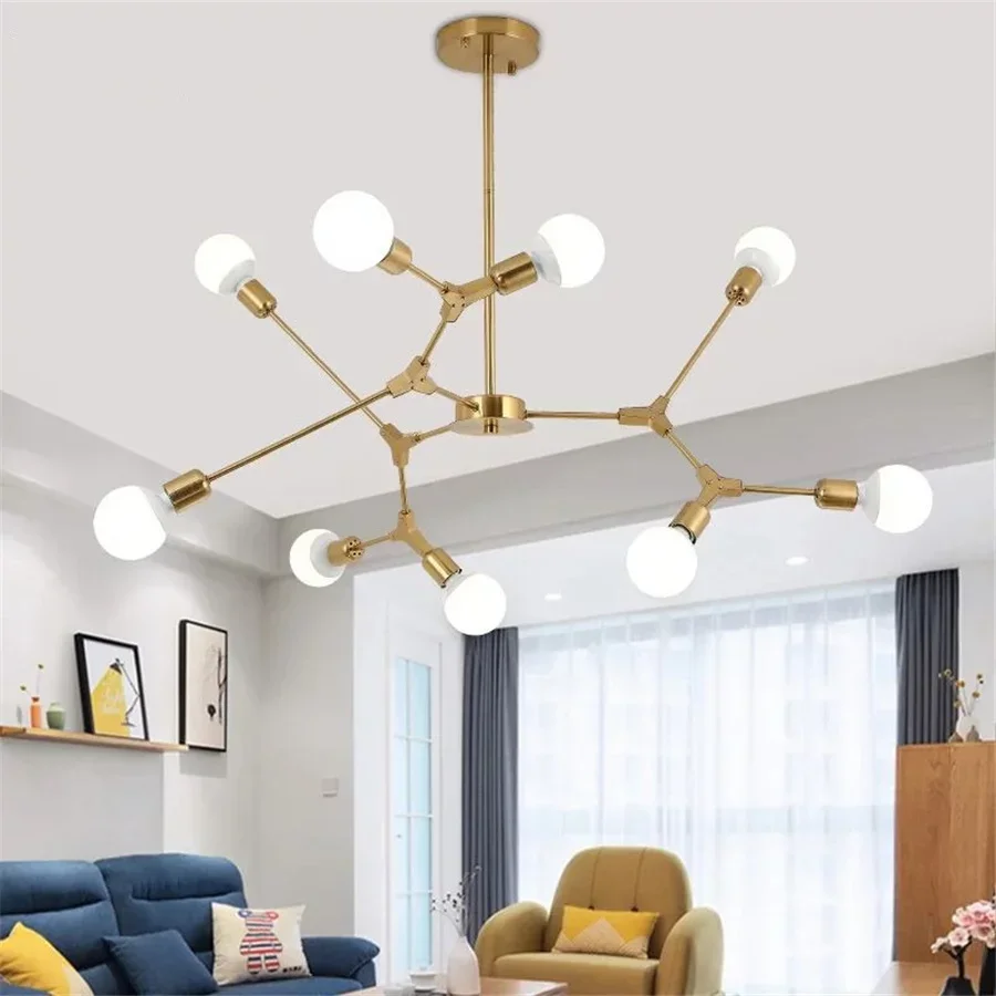 2024 Nordic LED Ceiling Chandelier Light 3/6/9 Heads Creative Rotable E27 Pendant Lamps for Living Dining Room Bedroom Kitchen