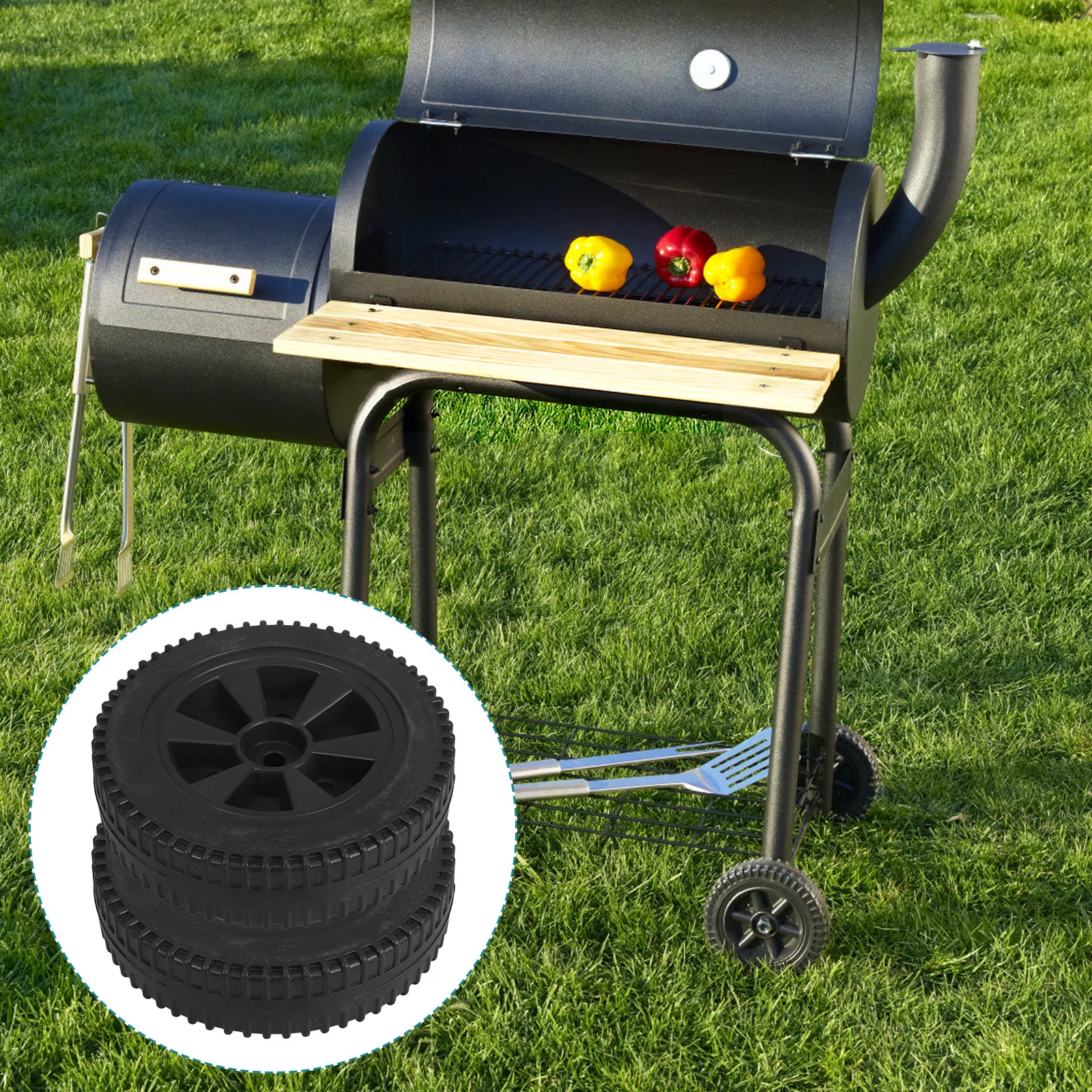 2Pcs 6 Inch Caster Wheels for Bbq Grill Cart Wheelbarrow Roller Gas Grill Replacement Wheel Smooth Mobility Robust Material