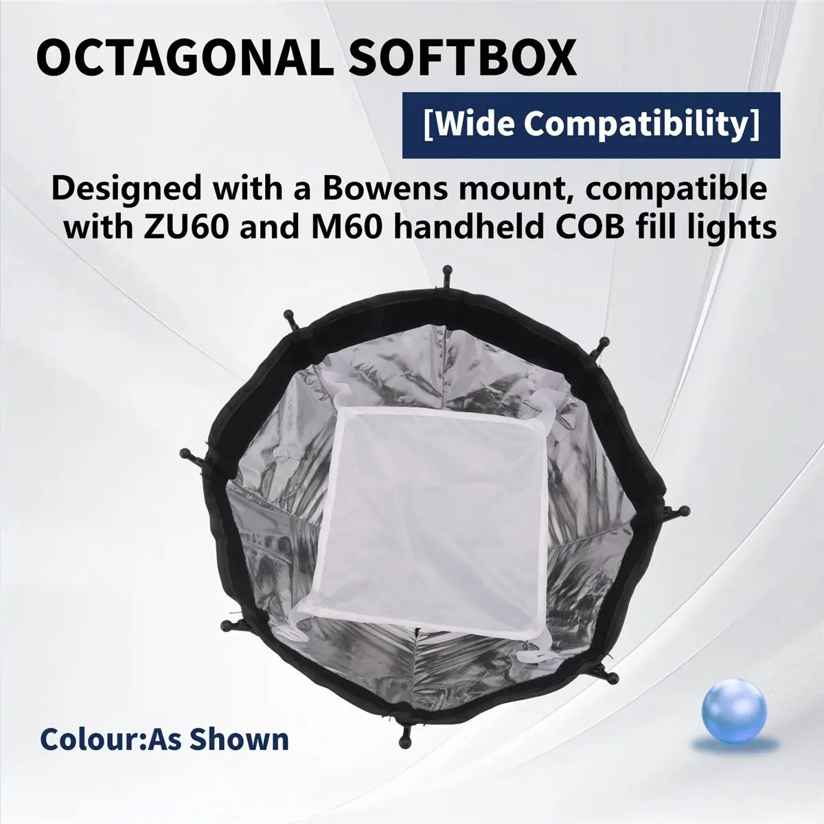 giftnew 30cm Octagonal Softbox Mini Bowens Mount Quick Release Honeycomb Grid Softbox for ZU60 or M60 COB Fill Light Studio
