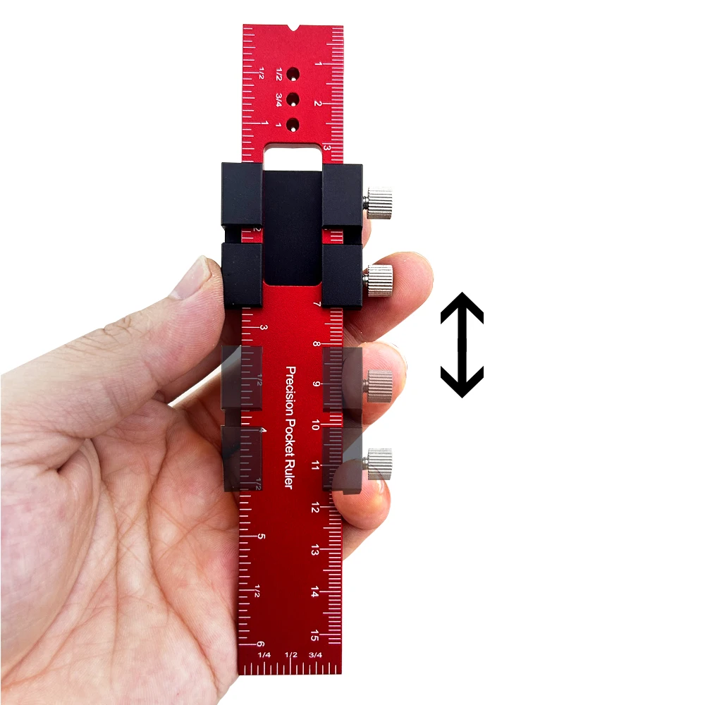 Woodworking ToolsRuler Precision Pocket Ruler Slide Ruler Inch/Metric T-Track Metal Slide Stops Aluminum Precision Rulerler