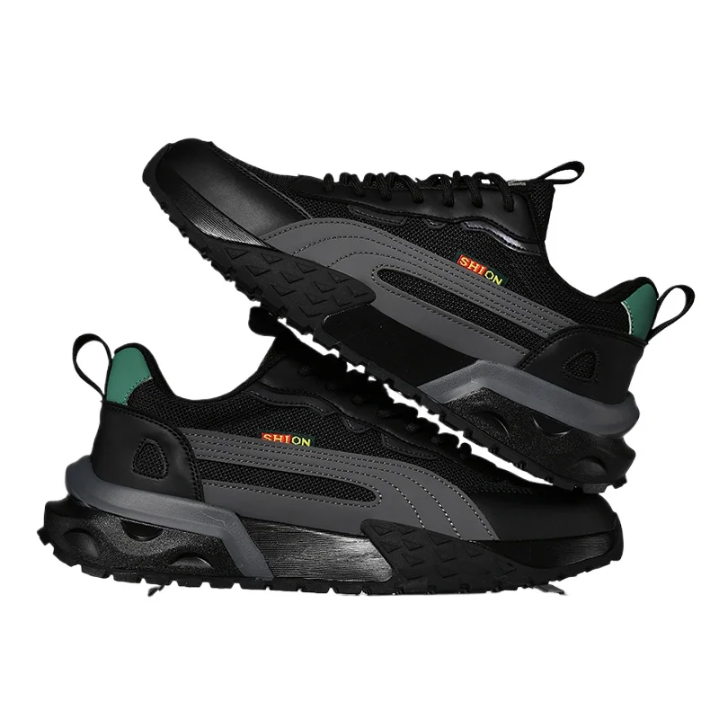 

2026 New Contrast Color Casual Shoes Unisex Faux Leather Mesh Non-Slip Chunky Sneakers for Daily Wear