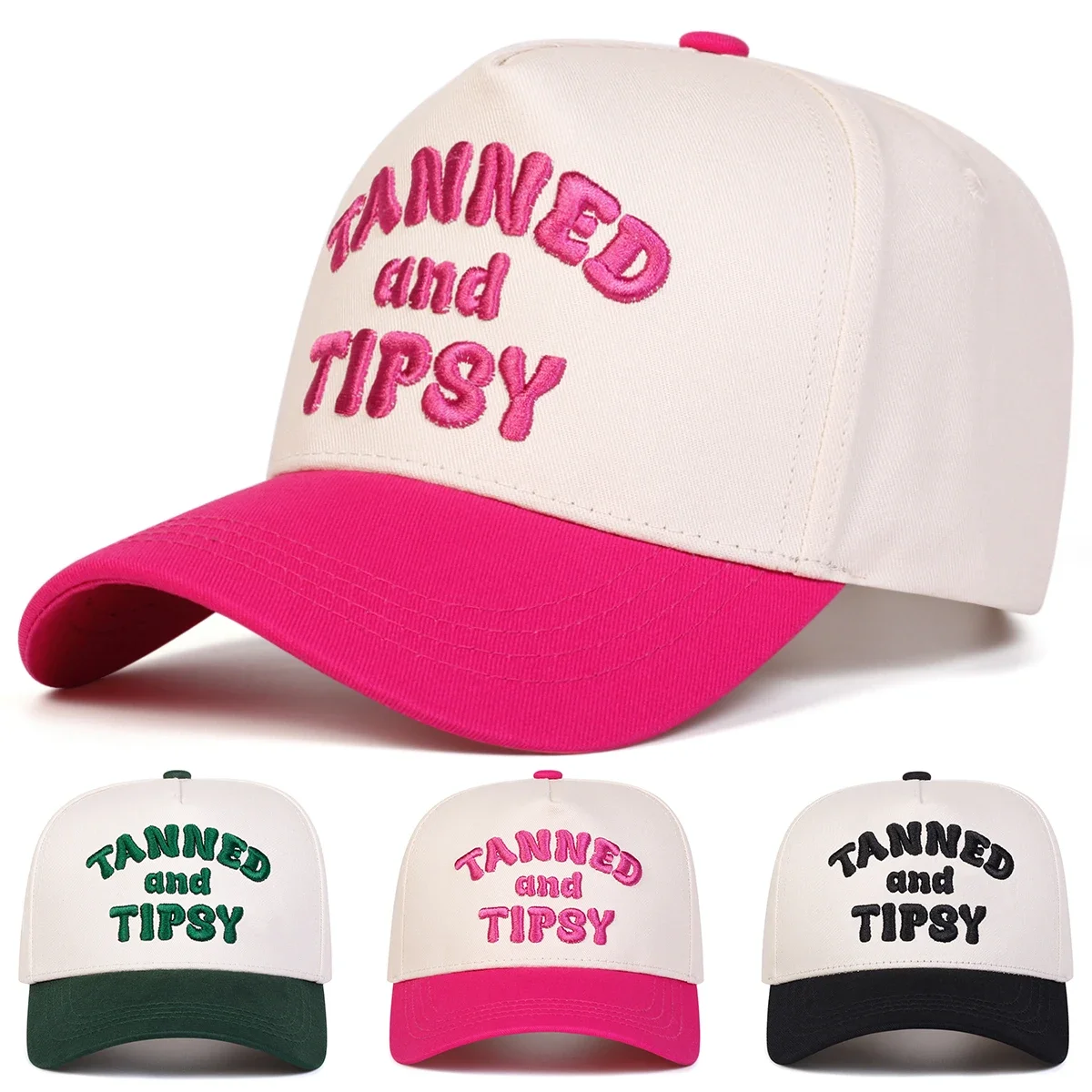 Unisex TANNED AND TIPSY Baseballkappen mit Buchstabenstickerei, Frühling und Herbst, für den Außenbereich, verstellbare Freizeithüte, Sonnenschutzhut, Sportkappe