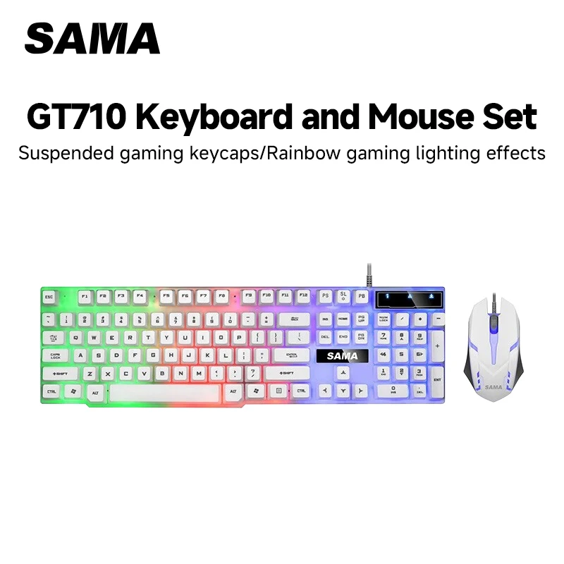 

Sama GT710 Gaming Keyboard & Mouse Combo - 7 Key Anti-Ghosting, RGB Backlit, Wired USB Set