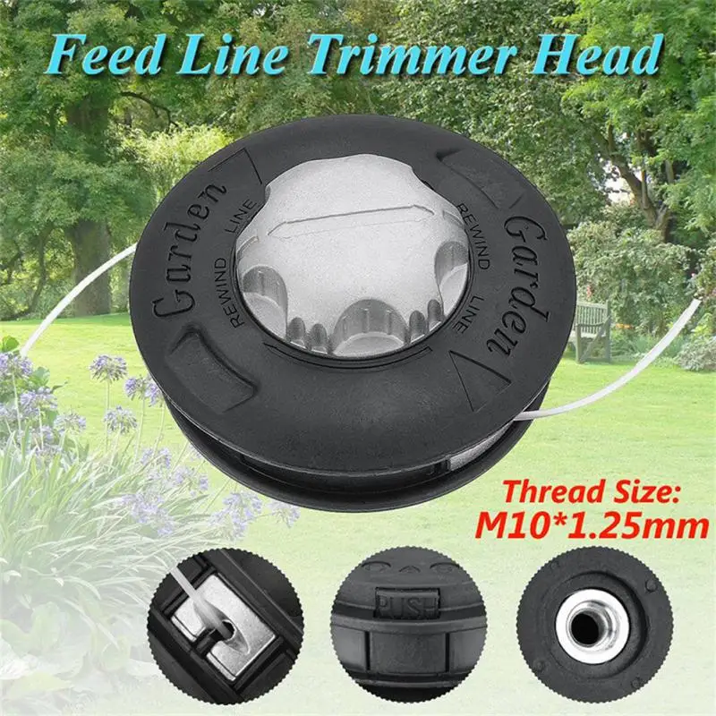 

Universal M10 Aluminum Nylon Brush Mower Bump Spool Grass Trimmer 2 Lines Cutter Head Thread Line String Saw Strimmer Garden