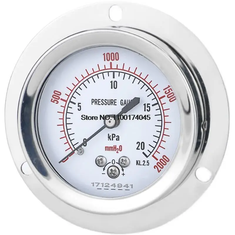 YE60ZT 1/4PT Stainless steel Axial Band Side Film Box Pressure Gauge Kpa Micro Gas Meter YE-60ZT 1/4PT