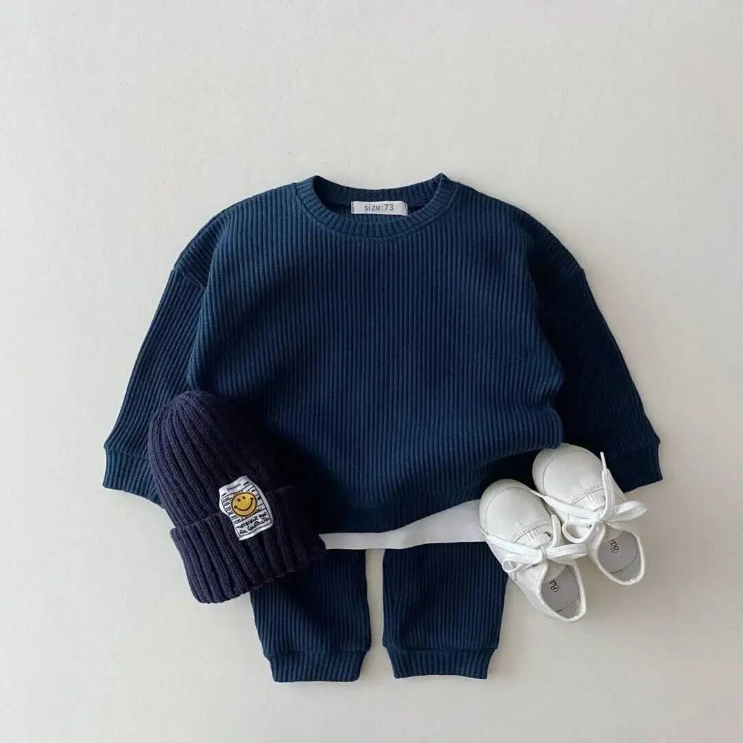 

New Infant Baby Boys Cotton Outfits Sets Toddler Girls Casual Knitted Sweatshirt + Loose Pants 2 Pcs Suit Kids Boutique Clothes