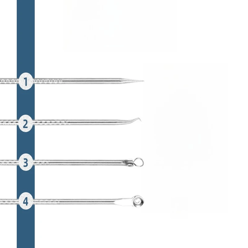 Ensemble d'aiguilles d'acné en acier inoxydable, pour presser les particules de graisse, points noirs, outils de soins de la peau, 4 pièces