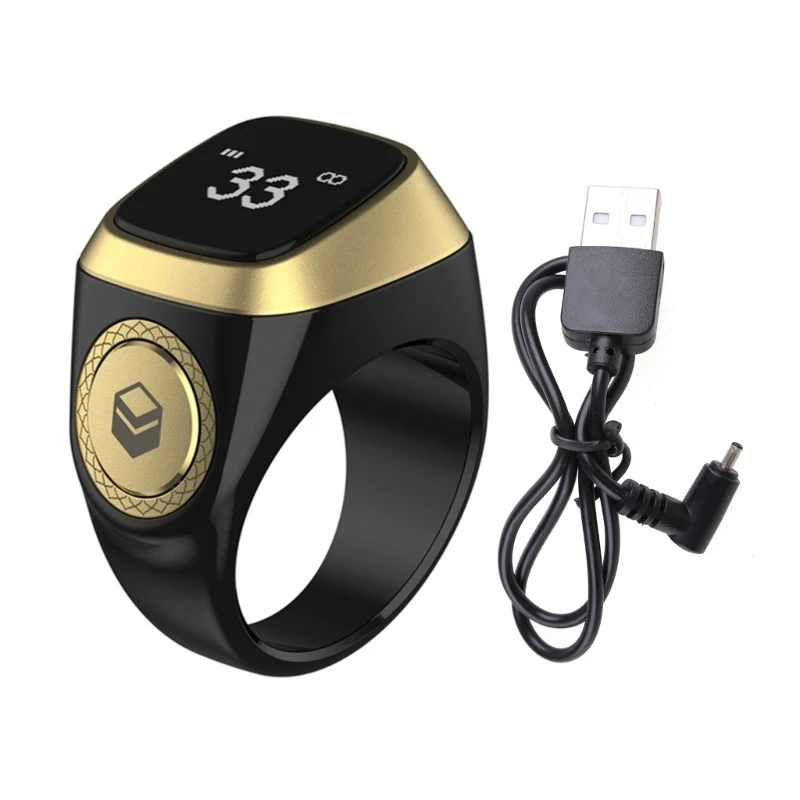 

ibla Zikr 1 Lite for Smart Counter for Muslims 18mm, Wearable Ring Digital Tasbeeh Prayer for Time Reminder with Vibra