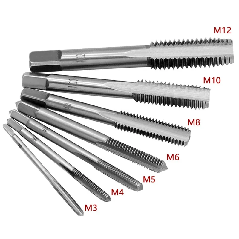 

M3-M12 8/6 PCS Metric Hand Tap Set HSS Right-handed Tapping Drill Thread Punching Wrench Hand Tools Male to Make Thread in Steel