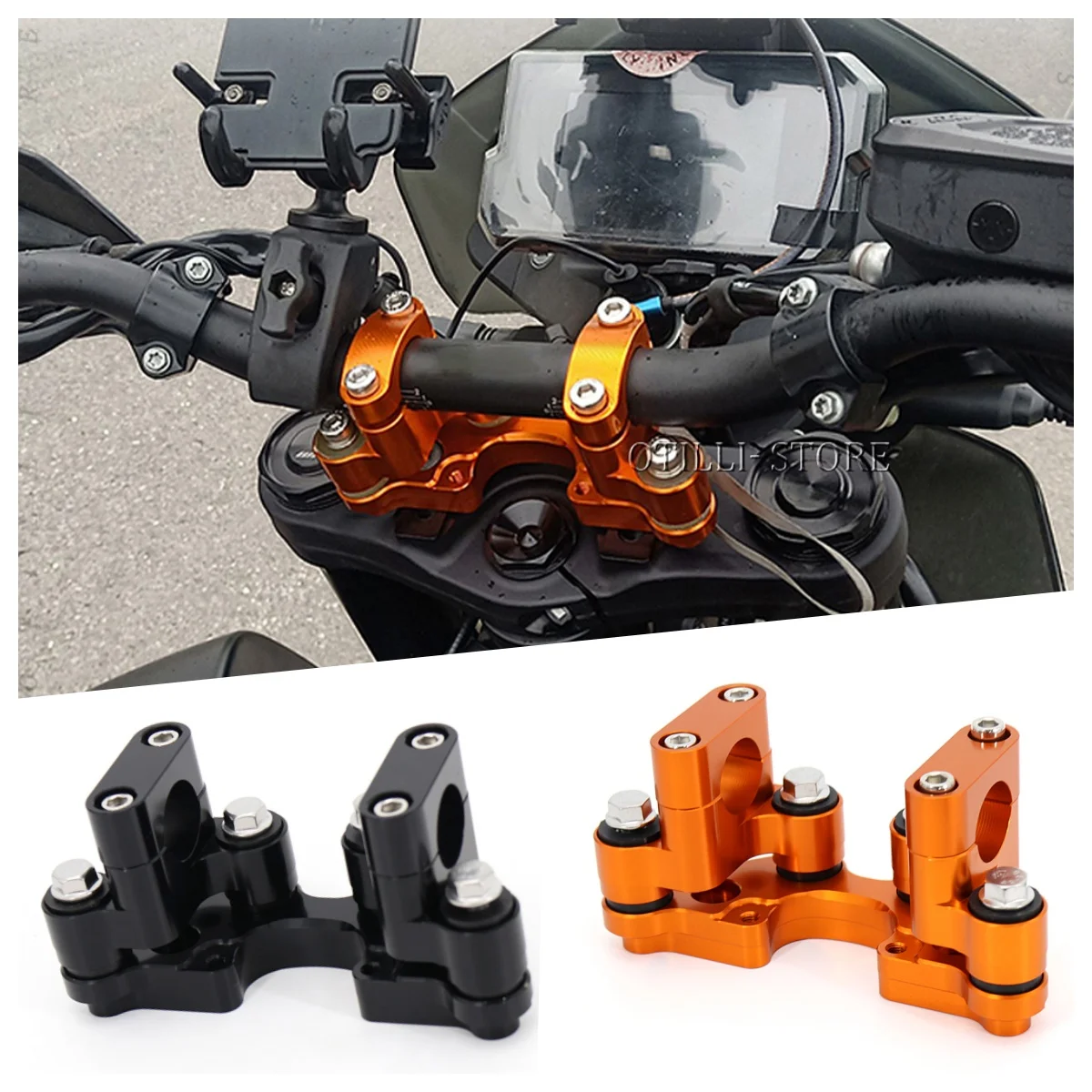 

Motorcycle CNC Aluminum Handlebar Riser 35mm Shock Absorbing Heightening Clamp For 390 ADV 790 Adventure 2019-2021 1190 1290 Adv