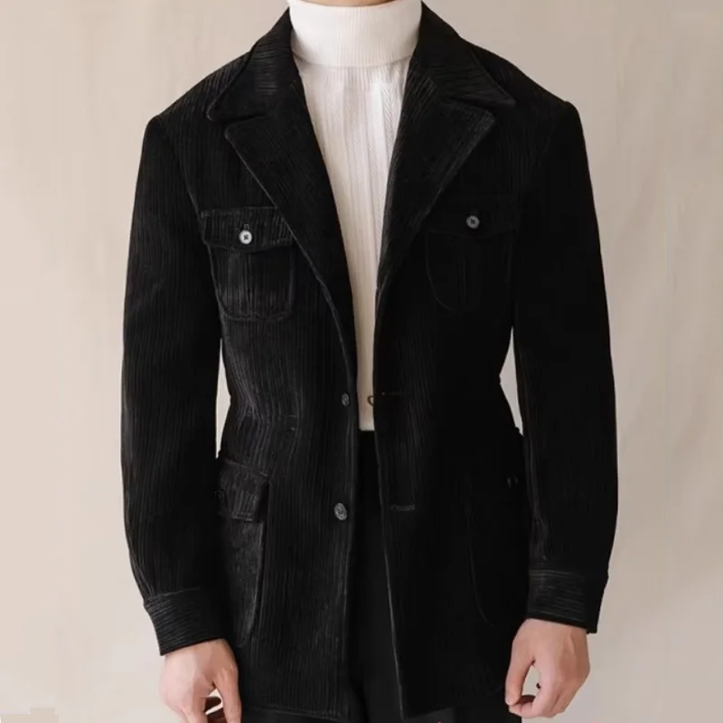 Trajes Vintage de pana para hombre, chaqueta ajustada a la moda para novio de negocios, fiesta de boda, graduación, esmoquin para hombre, chaqueta de invierno personalizada, gran oferta