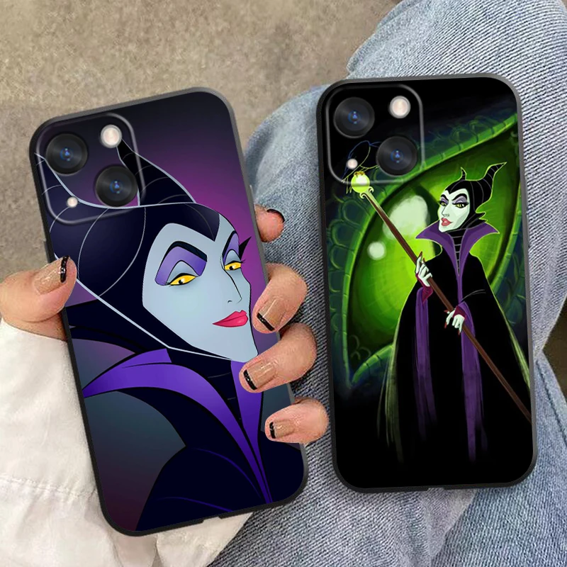 Cartoon Disney Maleficent Apple iPhone Case For 15 14 13 12 11 Mini XS XR X 6S 6 Pro Max Plus Black Soft Cover