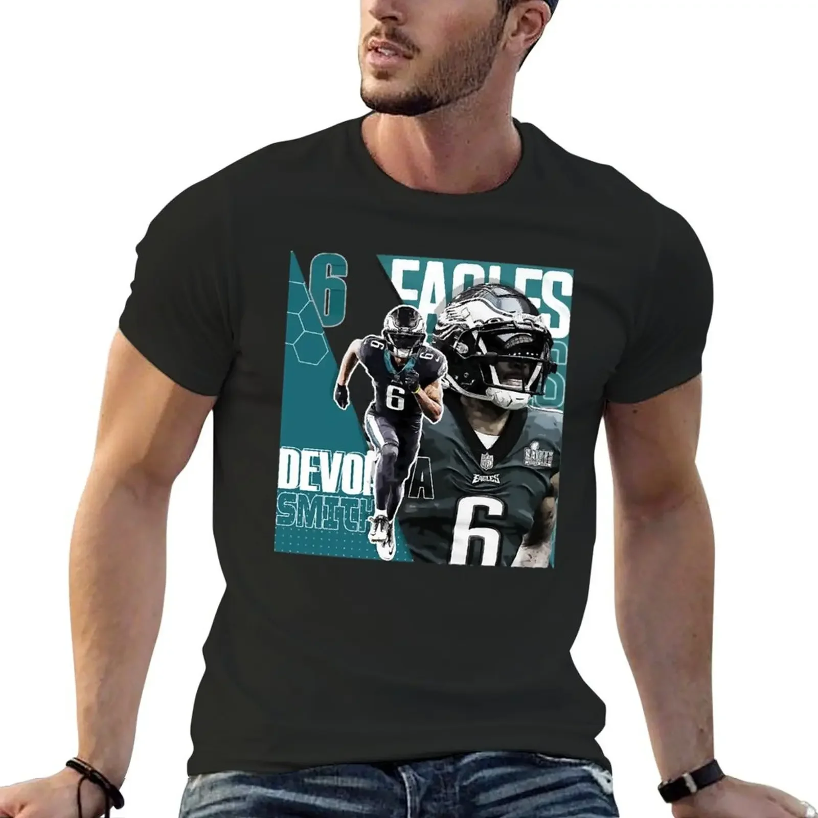 DeVonta Smith Football Design Eagles T-Shirt oversized t shirt animal prinfor boys designer shirts shirts graphic tee men