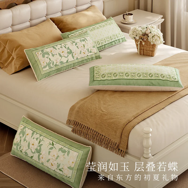 Light Luxury Velvet Cushion Cover Extra Long Soft Rectangle Pillowcase Shell 35x100cm Floral Farmhouse Home Decoration For Sofa