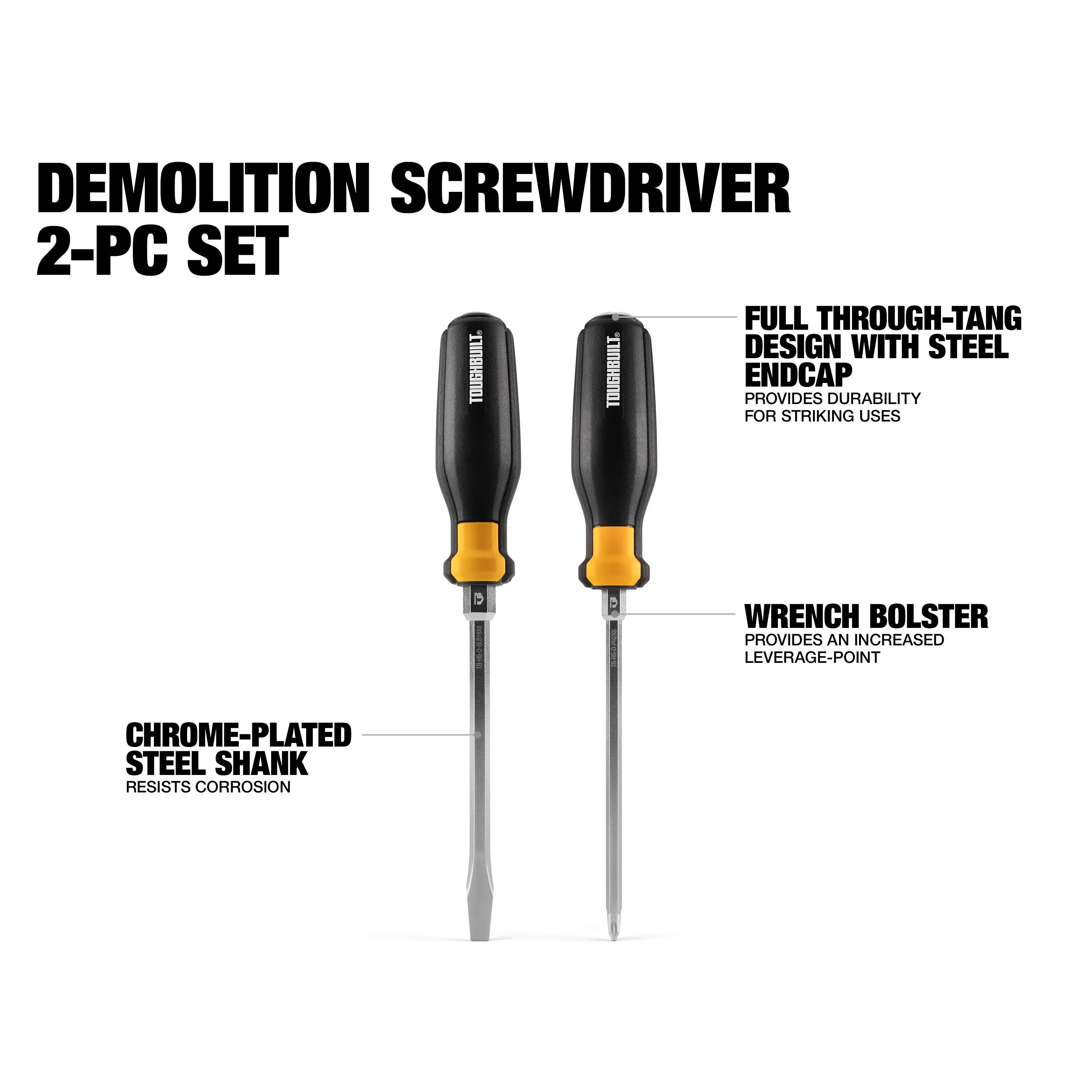 TOUGHBUILT TB-H5S2-D 2-Pc. Demolition Screwdriver Set Removing Screwdrivers Hand Tools