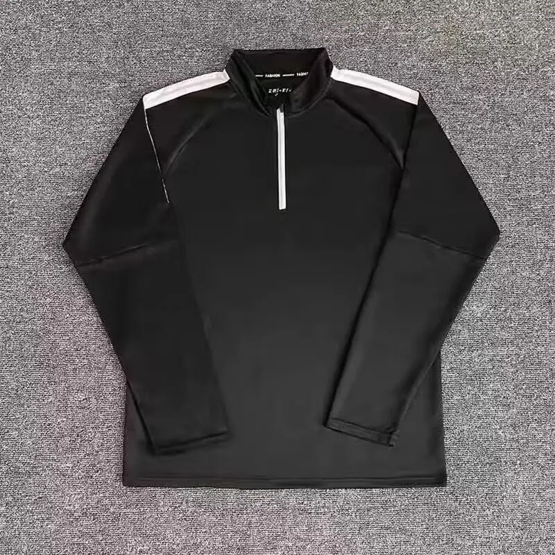 Neues Trendiges Reißverschluss-Rundhals-Langarm-T-Shirt-Design für Herren - Dry-Fit Sport-Oberteil mit Literarischem Charme – Detail 11