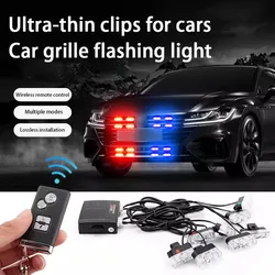 Automotive Luminous Beacon LED Strobe Light Amber Bar Warning Car Accessories Vehicle Supplies Remote Control Grille Red Blue