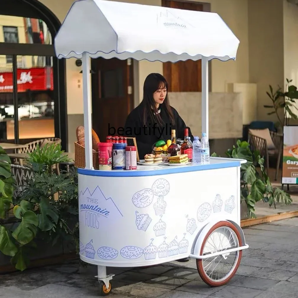 

L lStall trolley coffee milk tea dessert mobile dining car sales creativity stall car