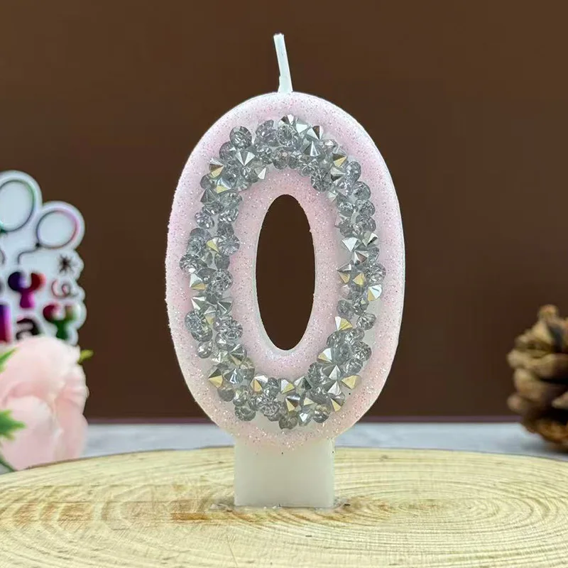 Powdered-Edge Silver Water Droplet Decorated Birthday Number Candles, Birthday Commemorative Candles, Party Small Gifts