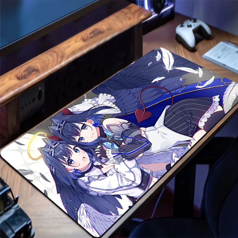 Mousepad Large Hololive Ouro Kronii Gaming Keyboard Gamer Mouse Pad on The Table Desk Mat coaster PC carpet HD Anime Mouse Mats