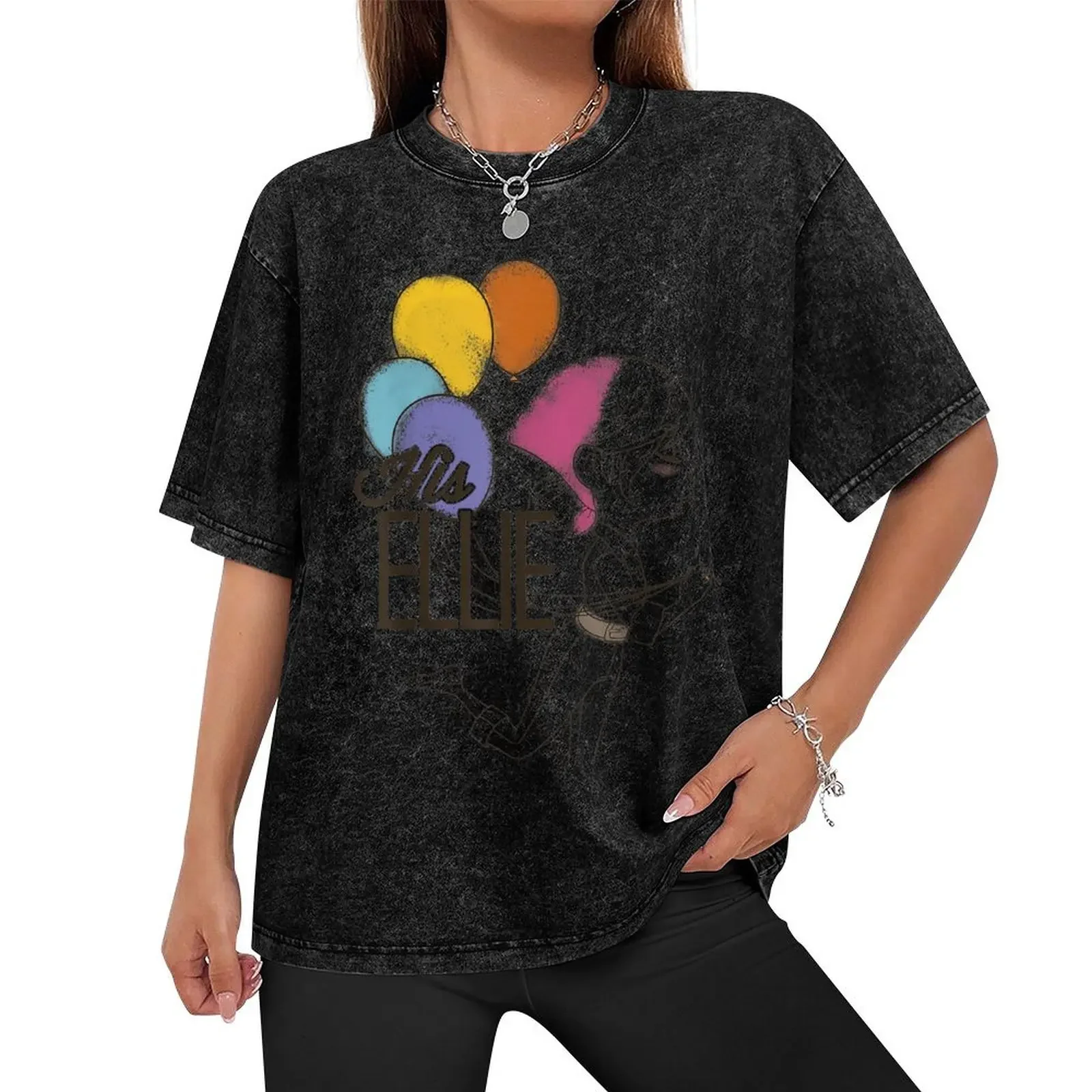 Up His Ellie Balloons Sketch Graphic T-Shirt oversized essential t shirt t shirts for men cotton