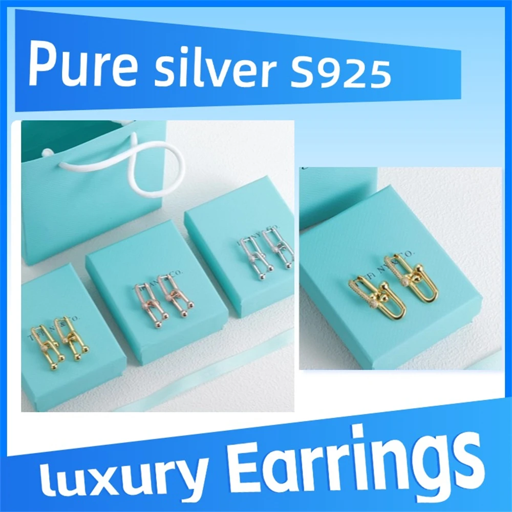 

Pure 925 Sterling Silver Tiff HardWear Link Earrings in with Pavé Diamonds Exquisite, versatile, fashionable, personalized